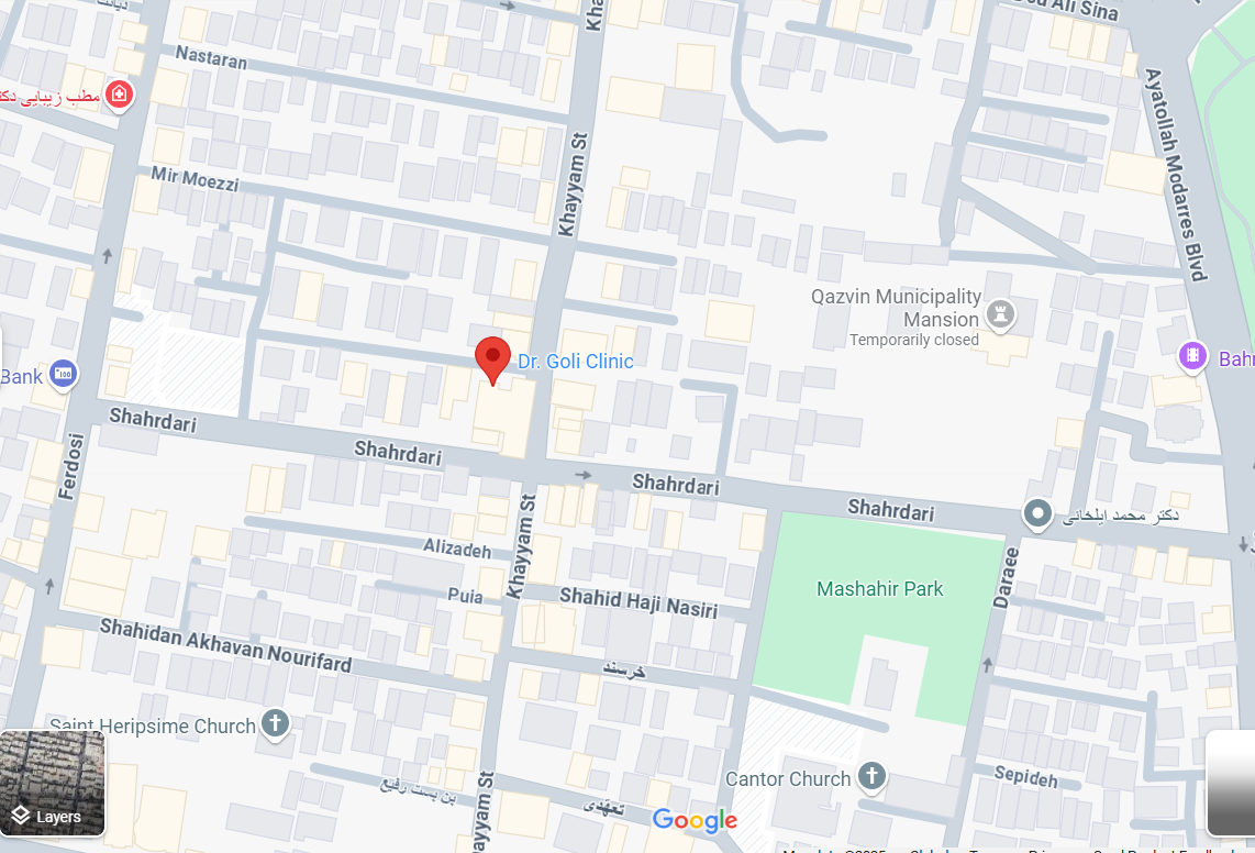 لوکیشن مطب قزوین دکتر گلی